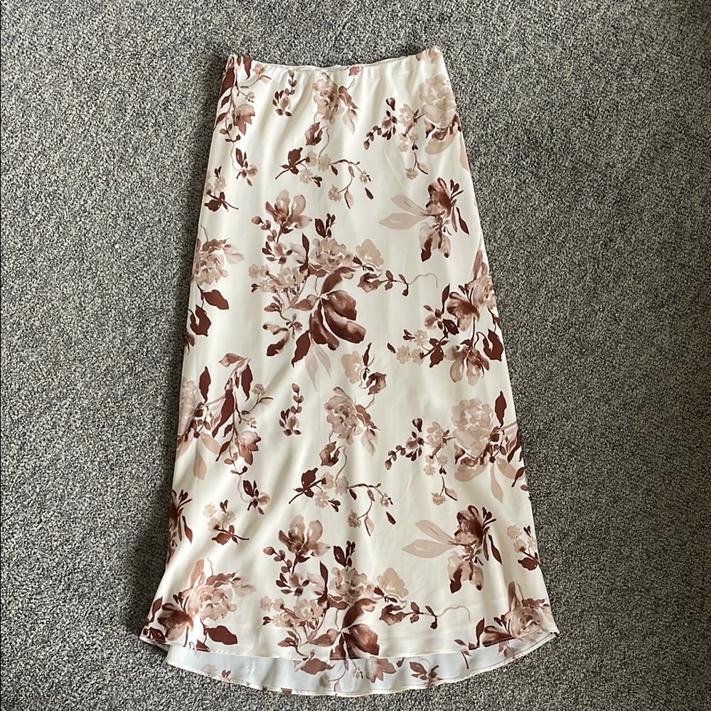 Abercrombie & Fitch Floral Maxi Skirt in Cream and Brown